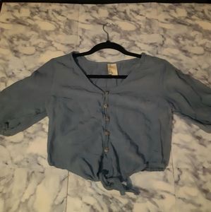 Blue linen blouse